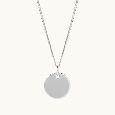Engraveable Round Necklace Silver